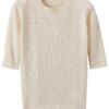 Buy Women's Sweater 100% Merino Wool Sweater Spring Summer Casual Short Sleeve Knitted Tops Fashion Vintage Pullovers Woman Clothing online shopping cheap