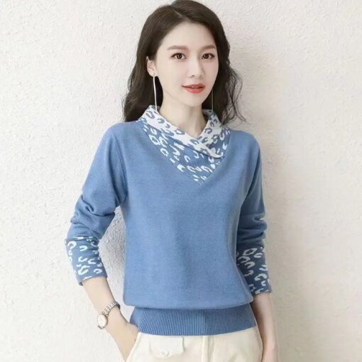 Buy Women's V-neck Fashion Knitwear Slim-Fit Sweater Autumn And Winter New Temperament Women's Top High-Quality Pullover 2023 online shopping cheap