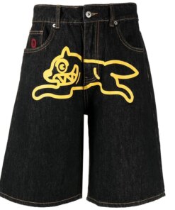 Y2K Harajuku denim shorts 2023 New printing streetwear hip hop Men’s and women’s styles Gothic casual loose denim shorts