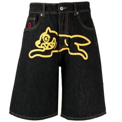 Buy Y2K Harajuku denim shorts 2023 New printing streetwear hip hop Men's and women's styles Gothic casual loose denim shorts online shopping cheap