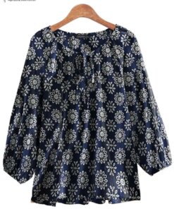 ZANZEA 2023 Summer Women 3/4 Sleeve Blouses Floral Printed Lace-Up Round Neck Casual Loose Tops Vintage Kaftan Shirts Oversized