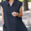 Buy ZANZEA Oversize Baggy Shirts For Women V Neck Short Sleeve Blouse Summer Causal Work Tops Solid Color Lapel Neck Blusas Femme online shopping cheap