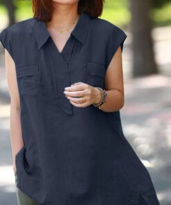 ZANZEA Oversize Baggy Shirts For Women V Neck Short Sleeve Blouse Summer Causal Work Tops Solid Color Lapel Neck Blusas Femme