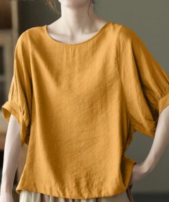 ZANZEA Vintage Women O Neck Short Sleeve Blouse Summer Tunic Tops Casual Loose Work Shirt Female Elegant Solid Blusas Oversize