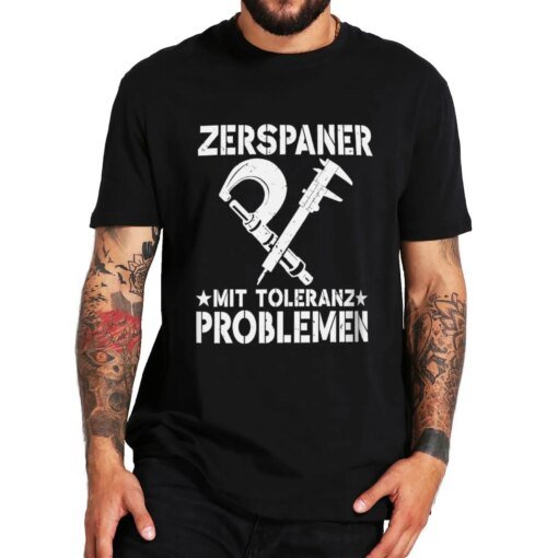 Buy Zerspaner T Shirt Funny German Texts Mechanical Worker Dad Gift Tee Tops EU Size 100% Cotton Unisex O-neck Casual T-shirts online shopping cheap