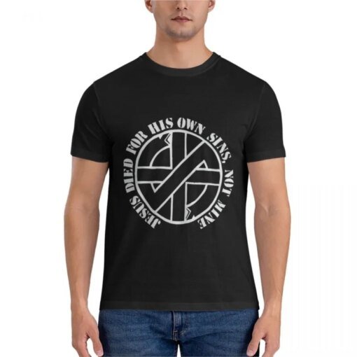 Buy brand men cotton t-shirt Crass - Jesus Died for his own sins not mine Essential T-Shirt mens t shirt graphic men clothing online shopping cheap