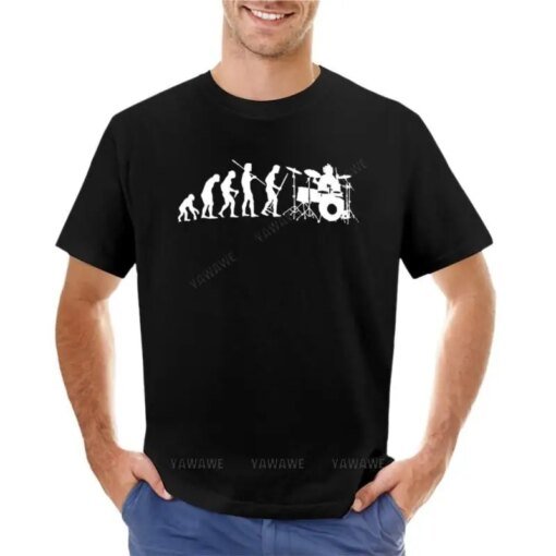 Buy brand t-shirt man Drummer Evolution T-Shirt hippie clothes quick drying t-shirt mens graphic t-shirts hip hop cotton tee-shirt online shopping cheap