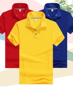 lis2199-Men’s Lapel Cotton Striped Short Sleeve