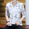 Buy mens blazer suit top summer jacket half sleeve mens Slim Fit Single breasted coat thin jacket printing casual Fashion online shopping cheap