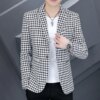Buy mens winter printing jacket top fashion Slim Fit Small Suit Casual Men's Top Coat online shopping cheap