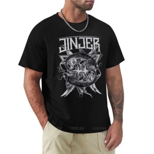 Buy new black t-shirt mens the best cool jinjer T-Shirt vintage clothes T-shirt short mens plain t shirts online shopping cheap