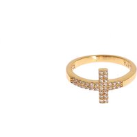 Clear CZ Cross Gold 925 Ring
