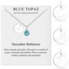 December (Blue Topaz) Birthstone Necklace with Initial Charm (A to Z) Created with Zircondia® Crystals buy online shopping cheap sale