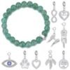 Faceted Green Aventurine Gemstone Stretch Bracelet with Charm Created with Zircondia® Crystals buy online shopping cheap sale