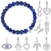 Faceted Lapis Gemstone Stretch Bracelet with Charm Created with Zircondia® Crystals buy online shopping cheap sale