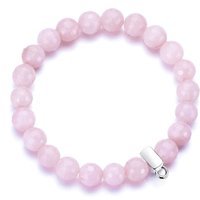 Faceted Rose Quartz Gemstone Charm Stretch Bracelet