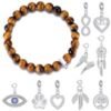 Faceted Tiger's Eye Gemstone Stretch Bracelet with Charm Created with Zircondia® Crystals buy online shopping cheap sale