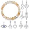 Faceted Yellow Quartz Gemstone Stretch Bracelet with Charm Created with Zircondia® Crystals buy online shopping cheap sale