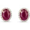 Forever Classic Ruby & Diamonds Oval Stud Earrings buy online shopping cheap sale