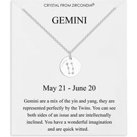 Gemini Zodiac Star Sign Disc Necklace Created with Zircondia® Crystals