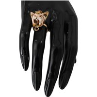 Gold Brass Resin Beige Dog Pet Ring