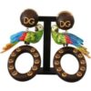 Gold Brass Wood Parrot Hoop Clip-on Jewelry Dangling Earrings buy online shopping cheap sale