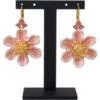 Gold Crystal Floral Hook Back Jewelry Dangling Earrings