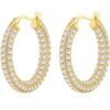 Gold Plated 30mm Pave Hoop Earrings Created with Zircondia® Crystals buy online shopping cheap sale