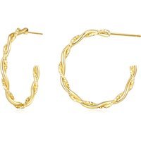 Gold Plated 30mm Twisted Diamond Cut Hoop Earrings