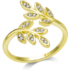 Gold Plated Adjustable Leaf Ring Created with Zircondia® Crystals buy online shopping cheap sale