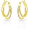 Gold Plated Double Hoop Earrings Created with Zircondia® Crystals buy online shopping cheap sale