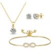 Gold Plated Infinity Friendship Set Created with Zircondia® Crystals