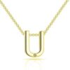Gold Plated Initial Necklace Letter U Created with Zircondia® Crystals