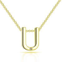 Gold Plated Initial Necklace Letter U Created with Zircondia® Crystals
