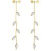 Gold Plated Leaf Dangle Earrings Created with Zircondia® Crystals buy online shopping cheap sale