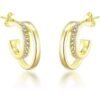 Gold Plated Open Double Hoop Earrings Created With Zircondia® Crystals buy online shopping cheap sale