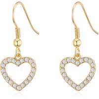 Gold Plated Open Heart Drop Earrings Created with Zircondia® Crystals