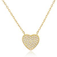 Gold Plated Pave Heart Necklace Created with Zircondia® Crystals