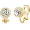 Gold Plated Round Halo Clip On Earrings Created with Zircondia® Crystals buy online shopping cheap sale