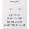 Gold Plated Sister Heart Stud Earrings with Quote Card buy online shopping cheap sale