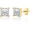 Gold Plated Square Earrings Created with Zircondia® Crystals