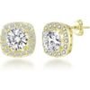 Gold Plated Square Halo Earrings Created with Zircondia® Crystals buy online shopping cheap sale