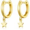 Gold Plated Star Charm Hoop Earrings buy online shopping cheap sale