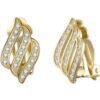 Gold Plated Triple Row Clip On Earrings Created with Zircondia® Crystals buy online shopping cheap sale