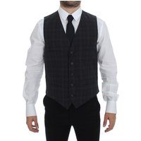 Gray Checkered Formal Dress Vest Gilet