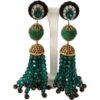 Green Crystals Gold Tone Drop Clip-on Dangle Earrings buy online shopping cheap sale