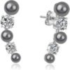 Grey Pearl Climber Earrings Created with Zircondia® Crystals buy online shopping cheap sale