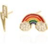 Hope Rainbow & Lightning Stud Earrings | 14K Gold Plated buy online shopping cheap sale