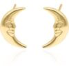 Indu Moon Face Stud Earrings | 18K Gold Plated buy online shopping cheap sale