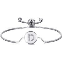 Initial Friendship Bracelet Letter D Created with Zircondia® Crystals